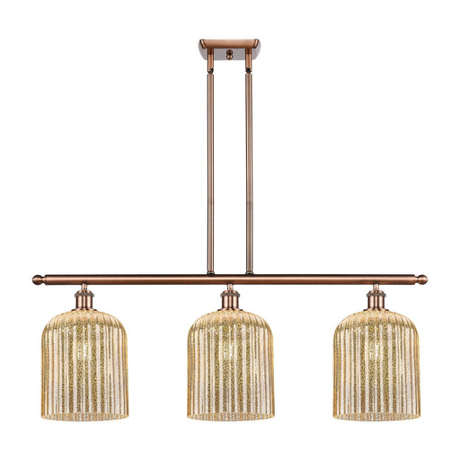 Innovations Bridal Veil 36in 3-Light Island Light | Art Nouveau Antique Copper and Mercury Glass | Kitchen Island & Dining | Model 516-3I-AC-G559-8ME