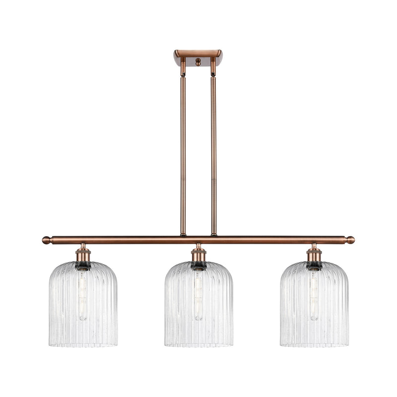 Innovations Bridal Veil 36in 3-Light Island Light | Art Nouveau Antique Copper and Seedy Glass | Kitchen Island & Dining | Model 516-3I-AC-G559-8SDY