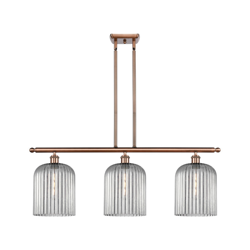 Innovations Bridal Veil 36in 3-Light Island Light | Art Nouveau Antique Copper and Light Smoke Glass | Kitchen Island | Model 516-3I-AC-G559-8SM