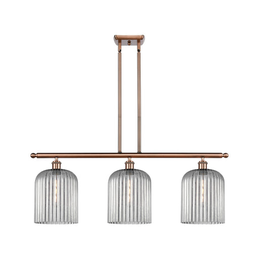 Innovations Bridal Veil 36in 3-Light Island Light | Art Nouveau Antique Copper and Light Smoke Glass | Kitchen Island | Model 516-3I-AC-G559-8SM