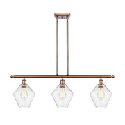Innovations Ballston Cindyrella 36in 3-Light LED Island | Nautical Transitional Antique Copper Steel and Seedy Glass | Model 516-3I-AC-G654-8-LED