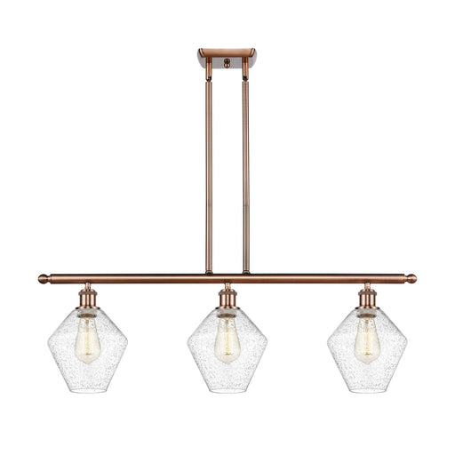 Innovations Ballston Cindyrella 36in 3-Light LED Island | Nautical Transitional Antique Copper Steel and Seedy Glass | Model 516-3I-AC-G654-8-LED