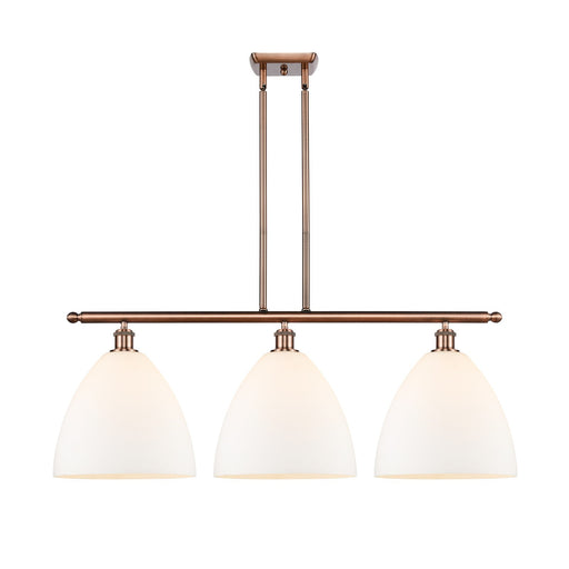 Innovations Bristol 38.5in 3-Light Island Light | Industrial Antique Copper and Matte White Glass | Kitchen Island | Model 516-3I-AC-GBD-121-LED