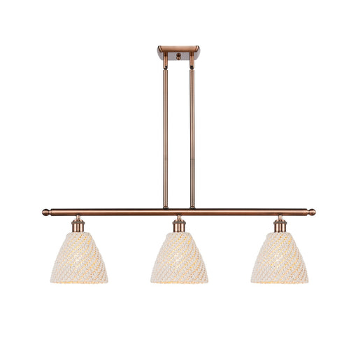 Innovations Bristol Natural 36in 3-Light Island | Farmhouse Antique Copper and Natural Fiber Dome Shade | Kitchen Island | Model 516-3I-AC-NBD-75-NAT
