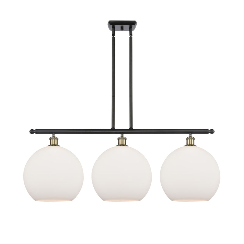 Innovations Athens 38in 3-Light Island Light | Industrial Black Antique Brass and Matte White Glass | Kitchen Island | Model 516-3I-BAB-G121-12