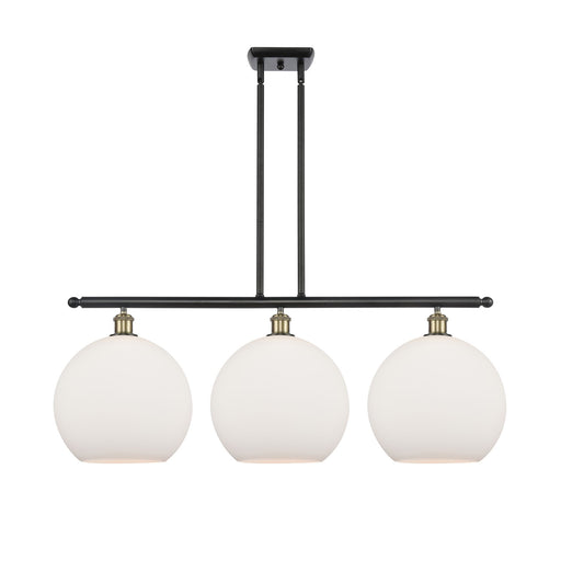 Innovations Athens 38in 3-Light Island Light | Industrial Black Antique Brass and Matte White Glass | Kitchen Island | Model 516-3I-BAB-G121-12
