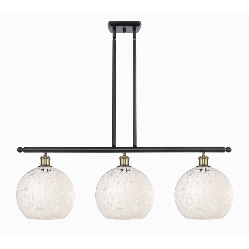 Innovations Ballston 36.5in 3-Light Island Light | Art Nouveau Black Antique Brass and White Mouchette Glass | Kitchen | Model 516-3I-BAB-G1216-10WM