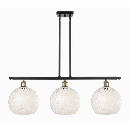 Innovations Ballston 36.5in 3-Light Island Light | Art Nouveau Black Antique Brass and White Mouchette Glass | Kitchen | Model 516-3I-BAB-G1216-10WM