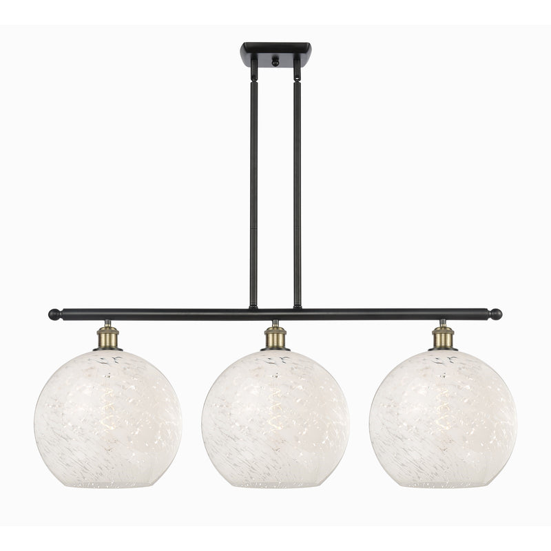 Innovations Ballston 38.5in 3-Light Island Light | Art Nouveau Black Antique Brass and White Mouchette Glass | Kitchen | Model 516-3I-BAB-G1216-12WM