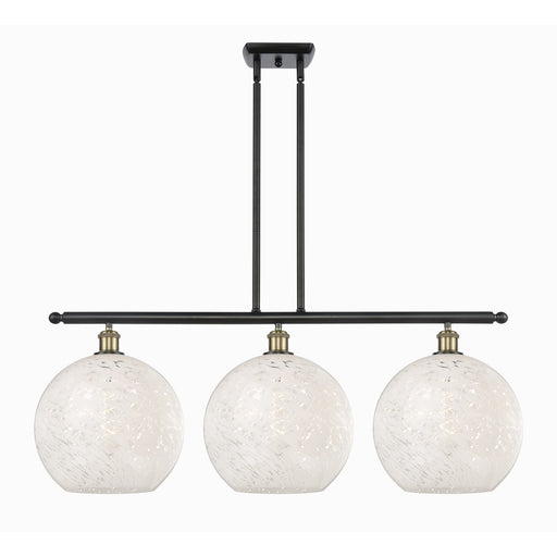 Innovations Ballston 38.5in 3-Light Island Light | Art Nouveau Black Antique Brass and White Mouchette Glass | Kitchen | Model 516-3I-BAB-G1216-12WM