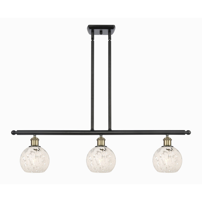 Innovations Ballston 36in 3-Light Island Light | Art Nouveau Black Antique Brass and White Mouchette Glass | Kitchen | Model 516-3I-BAB-G1216-6WM