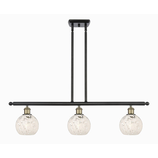 Innovations Ballston 36in 3-Light Island Light | Art Nouveau Black Antique Brass and White Mouchette Glass | Kitchen | Model 516-3I-BAB-G1216-6WM