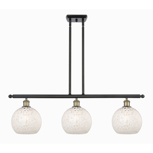 Innovations Ballston 36in 3-Light Island Light | Art Nouveau Black Antique Brass and White Mouchette Glass | Kitchen | Model 516-3I-BAB-G1216-8WM