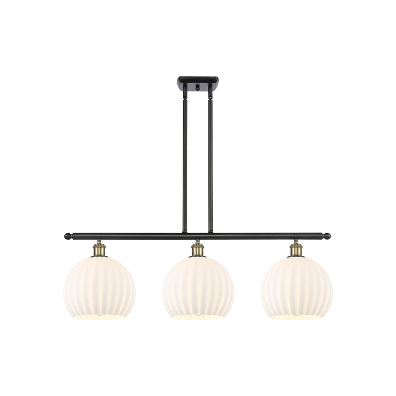 Innovations Ballston 36in 3-Light Island Light | Modern Contempo Black Antique Brass and White Venetian Glass | Kitchen | Model 516-3I-BAB-G1217-10WV
