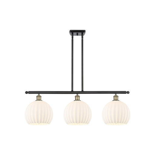 Innovations Ballston 36in 3-Light Island Light | Modern Contempo Black Antique Brass and White Venetian Glass | Kitchen | Model 516-3I-BAB-G1217-10WV
