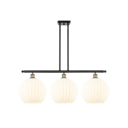 Innovations Ballston 38in 3-Light Island Light | Modern Contempo Black Antique Brass and White Venetian Glass | Kitchen | Model 516-3I-BAB-G1217-12WV