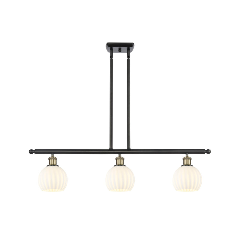 Innovations Ballston 36in 3-Light Island Light | Modern Contempo Black Antique Brass and White Venetian Glass | Kitchen | Model 516-3I-BAB-G1217-6WV