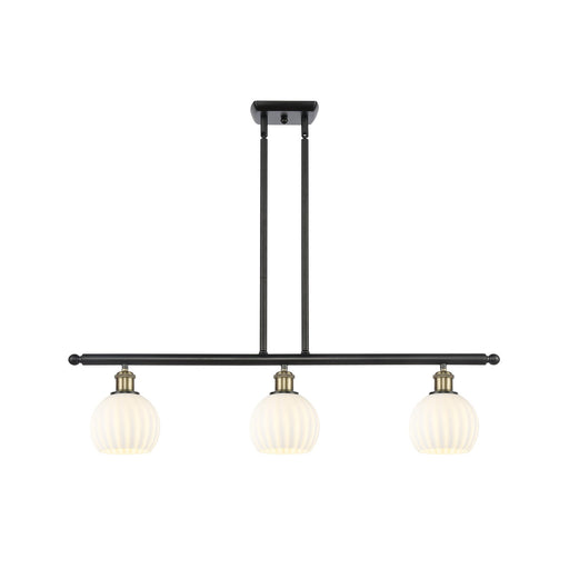 Innovations Ballston 36in 3-Light Island Light | Modern Contempo Black Antique Brass and White Venetian Glass | Kitchen | Model 516-3I-BAB-G1217-6WV