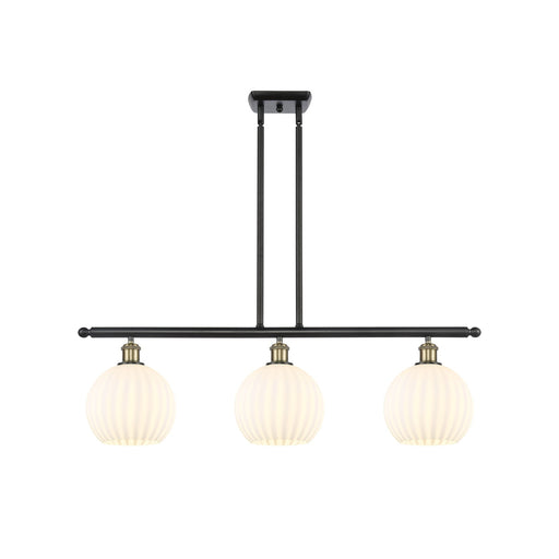 Innovations Ballston 36in 3-Light Island Light | Modern Contempo Black Antique Brass and White Venetian Glass | Kitchen | Model 516-3I-BAB-G1217-8WV