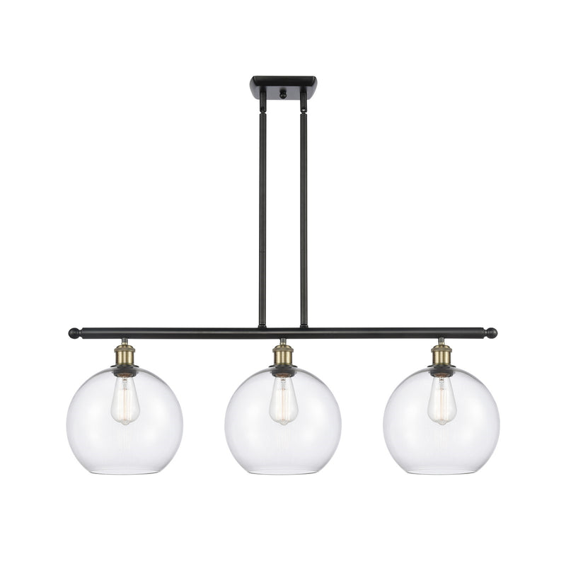 Innovations Athens 36in 3-Light Island Light | Industrial Black Antique Brass and Clear Glass | Kitchen Island & Dining | Model 516-3I-BAB-G122-10