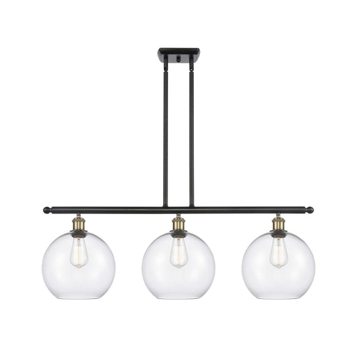 Innovations Athens 36in 3-Light Island Light | Industrial Black Antique Brass and Clear Glass | Kitchen Island & Dining | Model 516-3I-BAB-G122-10