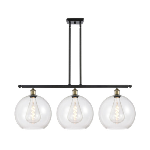 Innovations Athens 38in 3-Light Island Light | Industrial Black Antique Brass and Clear Glass | Kitchen Island & Dining | Model 516-3I-BAB-G122-12