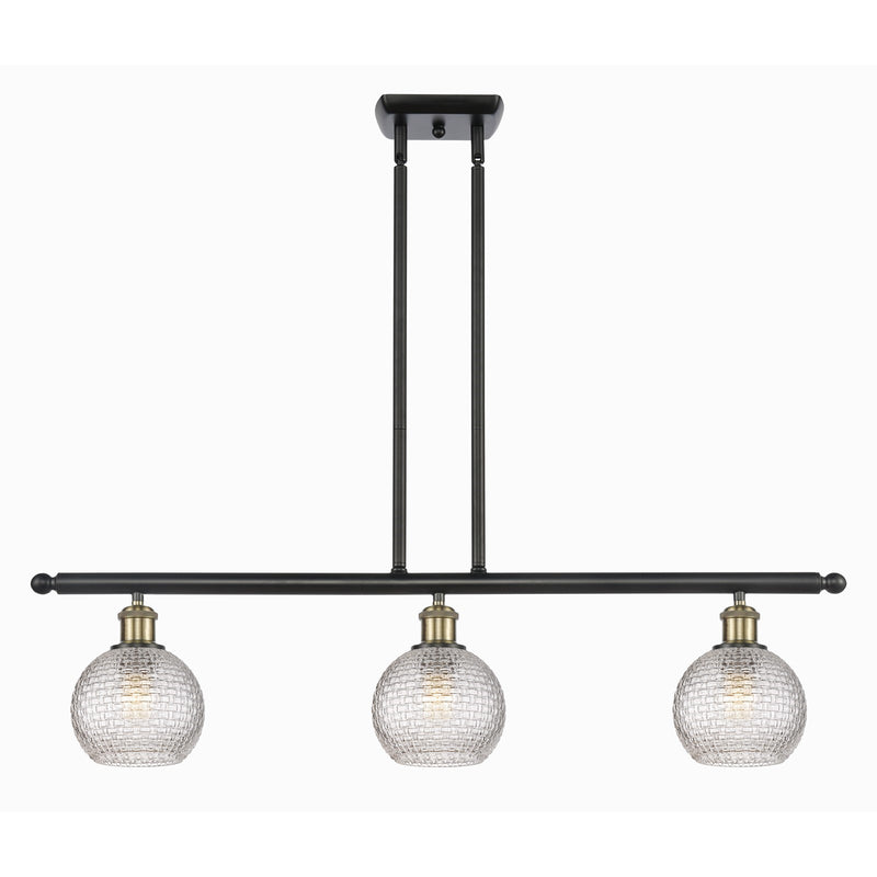 Innovations Athens 36in 3-Light Island Light | Modern Farmhouse Black Antique Brass and Clear Basket Weave Glass | Model 516-3I-BAB-G122C-6CL