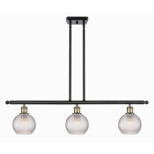 Innovations Athens 36in 3-Light Island Light | Modern Farmhouse Black Antique Brass and Clear Basket Weave Glass | Model 516-3I-BAB-G122C-6CL