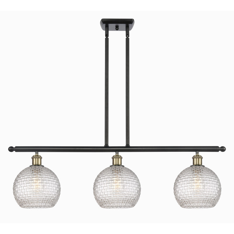 Innovations Athens 36in 3-Light Island Light | Modern Farmhouse Black Antique Brass and Clear Basket Weave Glass | Model 516-3I-BAB-G122C-8CL