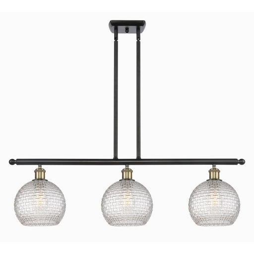 Innovations Athens 36in 3-Light Island Light | Modern Farmhouse Black Antique Brass and Clear Basket Weave Glass | Model 516-3I-BAB-G122C-8CL