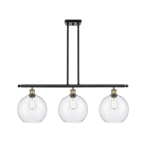 Innovations Athens 36in 3-Light Island Light | Industrial Black Antique Brass and Seedy Glass | Kitchen Island & Dining | Model 516-3I-BAB-G124-10
