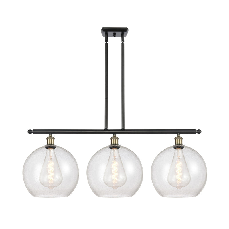 Innovations Athens 38in 3-Light Island Light | Industrial Black Antique Brass and Seedy Glass | Kitchen Island & Dining | Model 516-3I-BAB-G124-12