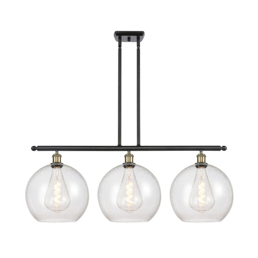 Innovations Athens 38in 3-Light Island Light | Industrial Black Antique Brass and Seedy Glass | Kitchen Island & Dining | Model 516-3I-BAB-G124-12