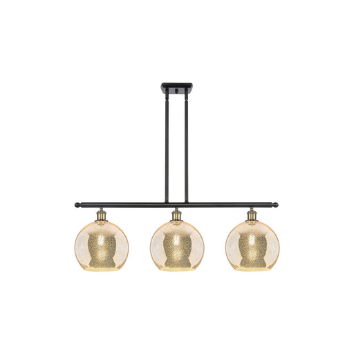 Innovations Athens 36in 3-Light Island Light | Industrial Black Antique Brass and Mercury Glass | Kitchen Island & Dining | Model 516-3I-BAB-G128-10