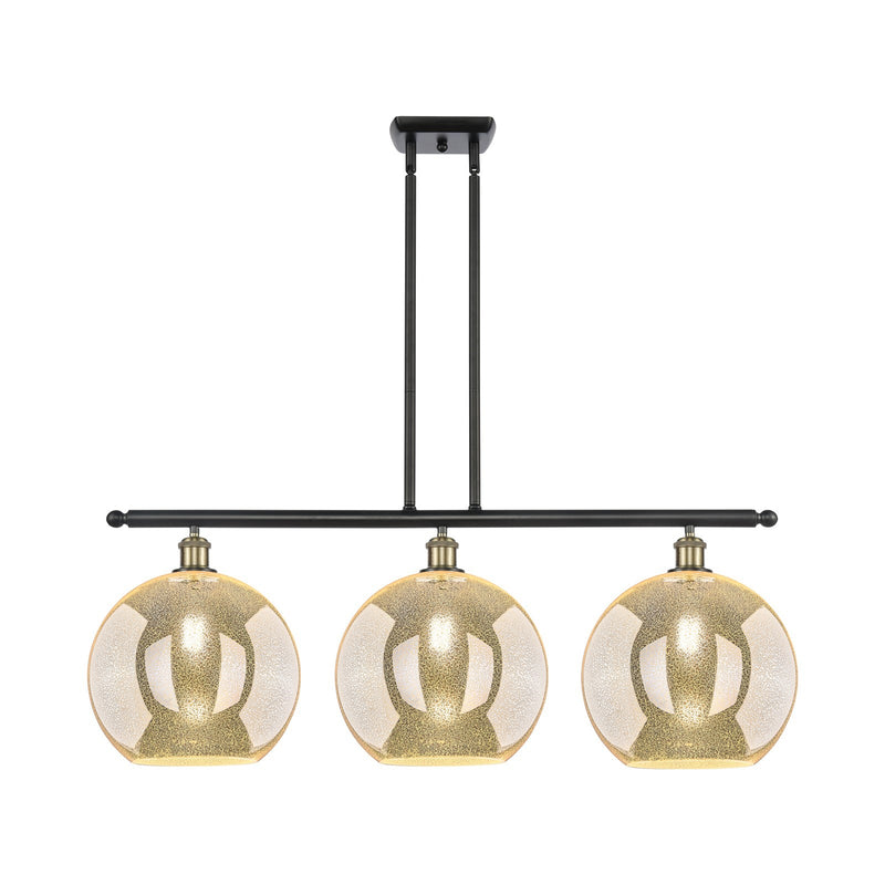 Innovations Athens 38in 3-Light Island Light | Industrial Black Antique Brass and Mercury Glass | Kitchen Island & Dining | Model 516-3I-BAB-G128-12