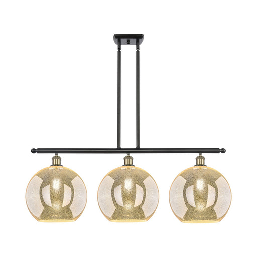 Innovations Athens 38in 3-Light Island Light | Industrial Black Antique Brass and Mercury Glass | Kitchen Island & Dining | Model 516-3I-BAB-G128-12