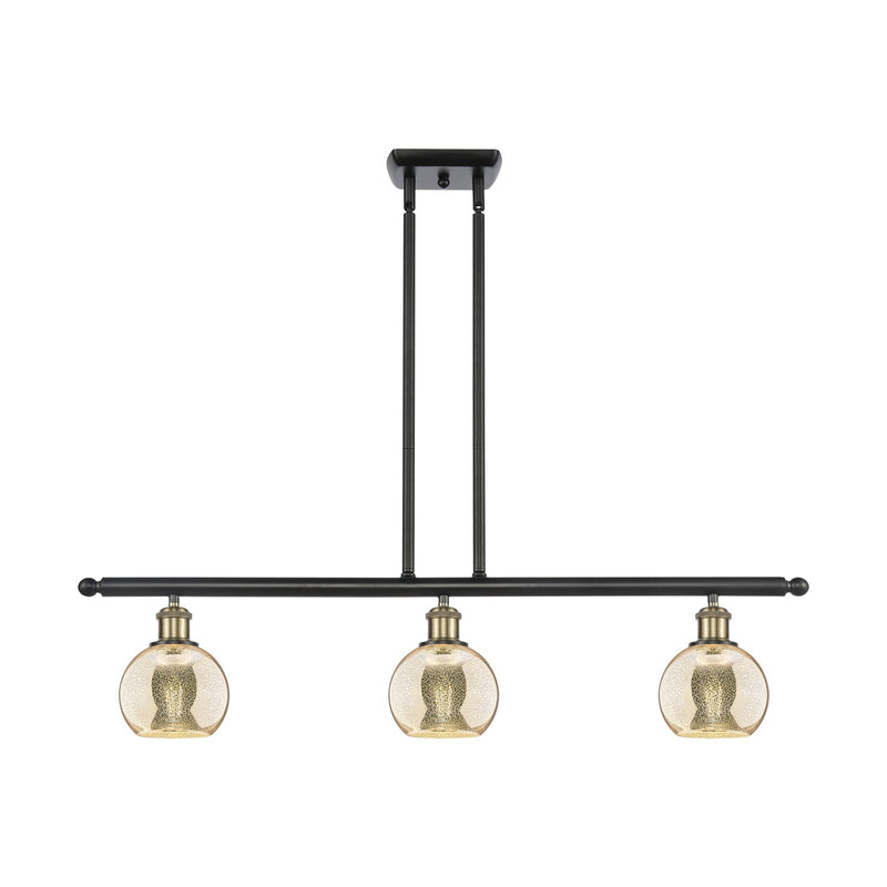 Innovations Athens 36in 3-Light Island Light | Industrial Black Antique Brass and Mercury Glass | Kitchen Island & Dining | Model 516-3I-BAB-G128-6