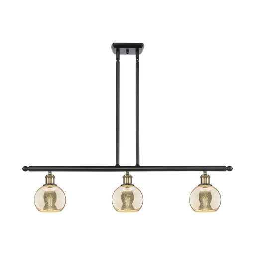 Innovations Athens 36in 3-Light Island Light | Industrial Black Antique Brass and Mercury Glass | Kitchen Island & Dining | Model 516-3I-BAB-G128-6