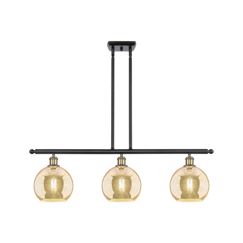 Innovations Athens 36in 3-Light Island Light | Industrial Black Antique Brass and Mercury Glass | Kitchen Island & Dining | Model 516-3I-BAB-G128-8