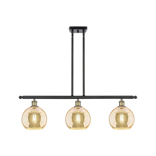 Innovations Athens 36in 3-Light Island Light | Industrial Black Antique Brass and Mercury Glass | Kitchen Island & Dining | Model 516-3I-BAB-G128-8