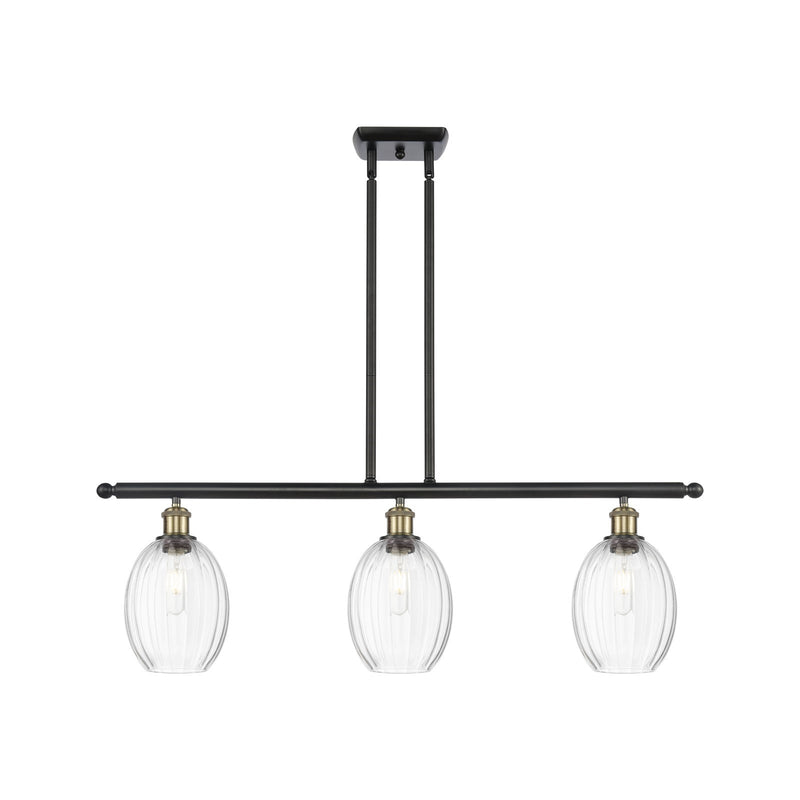 Innovations Preston Bulb 36in 3-Light Island Light | Industrial Black Antique Brass and Clear Glass | Kitchen Island | Model 516-3I-BAB-G459-6CL