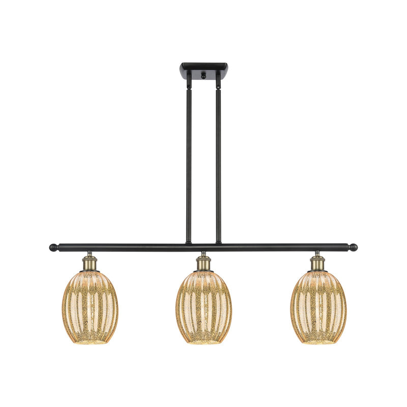 Innovations Preston Bulb 36in 3-Light Island Light | Industrial Black Antique Brass and Mercury Glass | Kitchen Island | Model 516-3I-BAB-G459-6ME