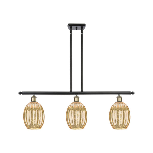 Innovations Preston Bulb 36in 3-Light Island Light | Industrial Black Antique Brass and Mercury Glass | Kitchen Island | Model 516-3I-BAB-G459-6ME