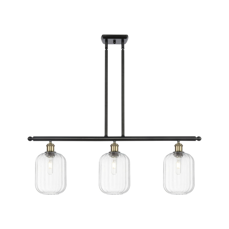 Innovations Preston Cylinder 36in 3-Light Island Pendant | Industrial Black Antique Brass and Clear Glass | Kitchen | Model 516-3I-BAB-G460-7CL
