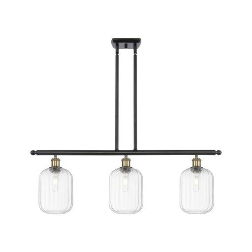 Innovations Preston Cylinder 36in 3-Light Island Pendant | Industrial Black Antique Brass and Clear Glass | Kitchen | Model 516-3I-BAB-G460-7CL