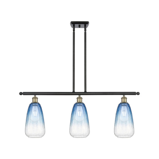 Innovations Brookhaven Almond 36in 3-Light Island Pendant | Industrial Black Antique Brass and Sapphire Blue Glass | Model 516-3I-BAB-G480-6SB