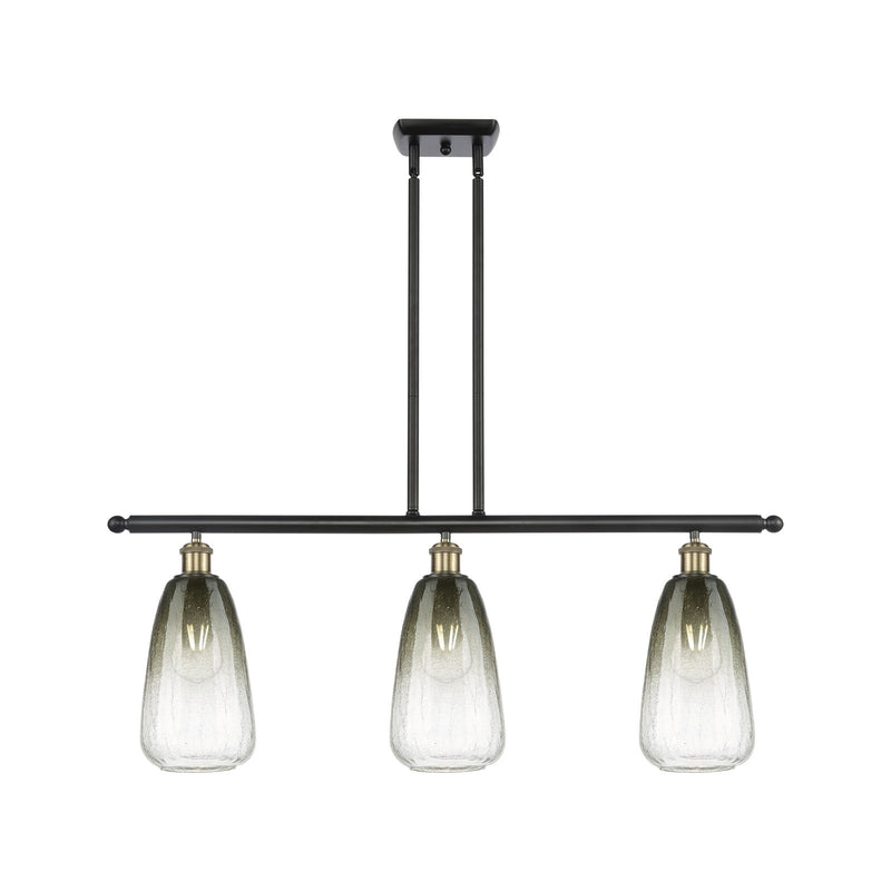 Innovations Brookhaven Almond 36in 3-Light Island Pendant | Industrial Black Antique Brass and Slate Glass | Kitchen | Model 516-3I-BAB-G480-6SL