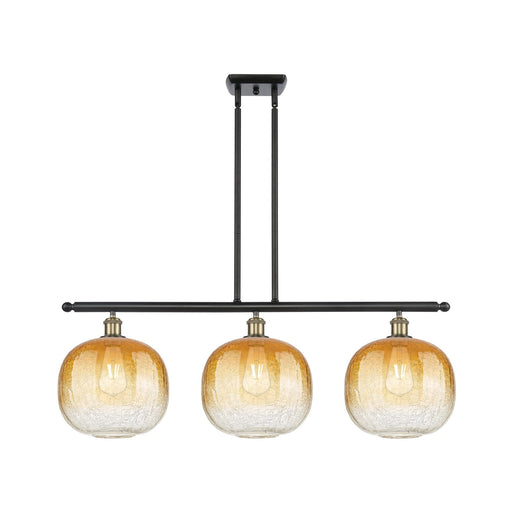 Innovations Brookhaven Sphere 37in 3-Light Island Pendant | Industrial Black Antique Brass and Amber Glass | Kitchen | Model 516-3I-BAB-G481-10AM