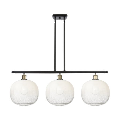 Innovations Brookhaven Sphere 37in 3-Light Island Light | Industrial Black Antique Brass and Opal Glass | Kitchen Island | Model 516-3I-BAB-G481-10OP