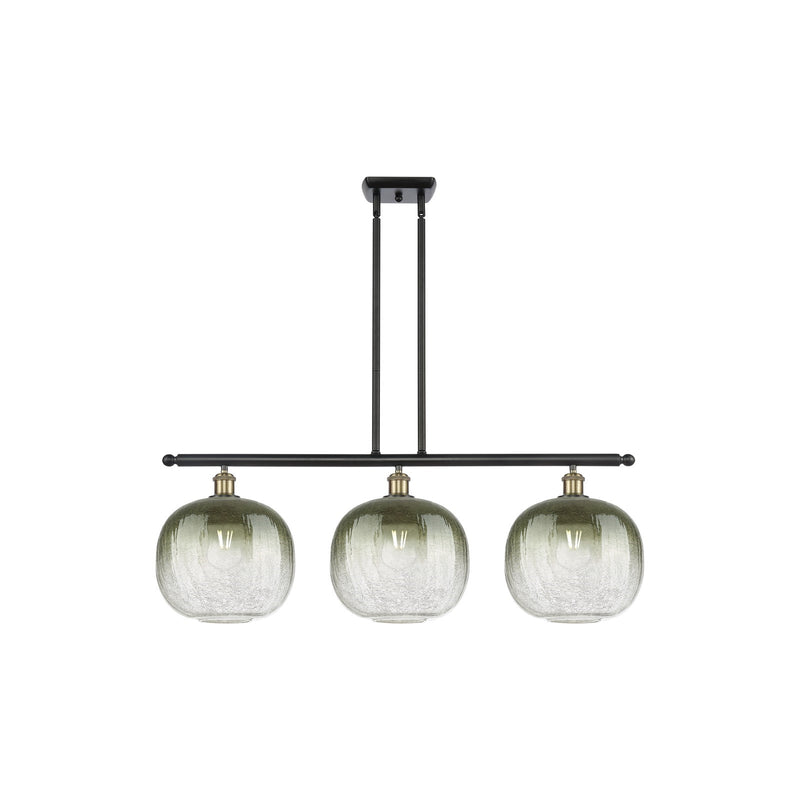 Innovations Brookhaven Sphere 37in 3-Light Island Light | Industrial Black Antique Brass and Slate Glass | Kitchen | Model 516-3I-BAB-G481-10SL